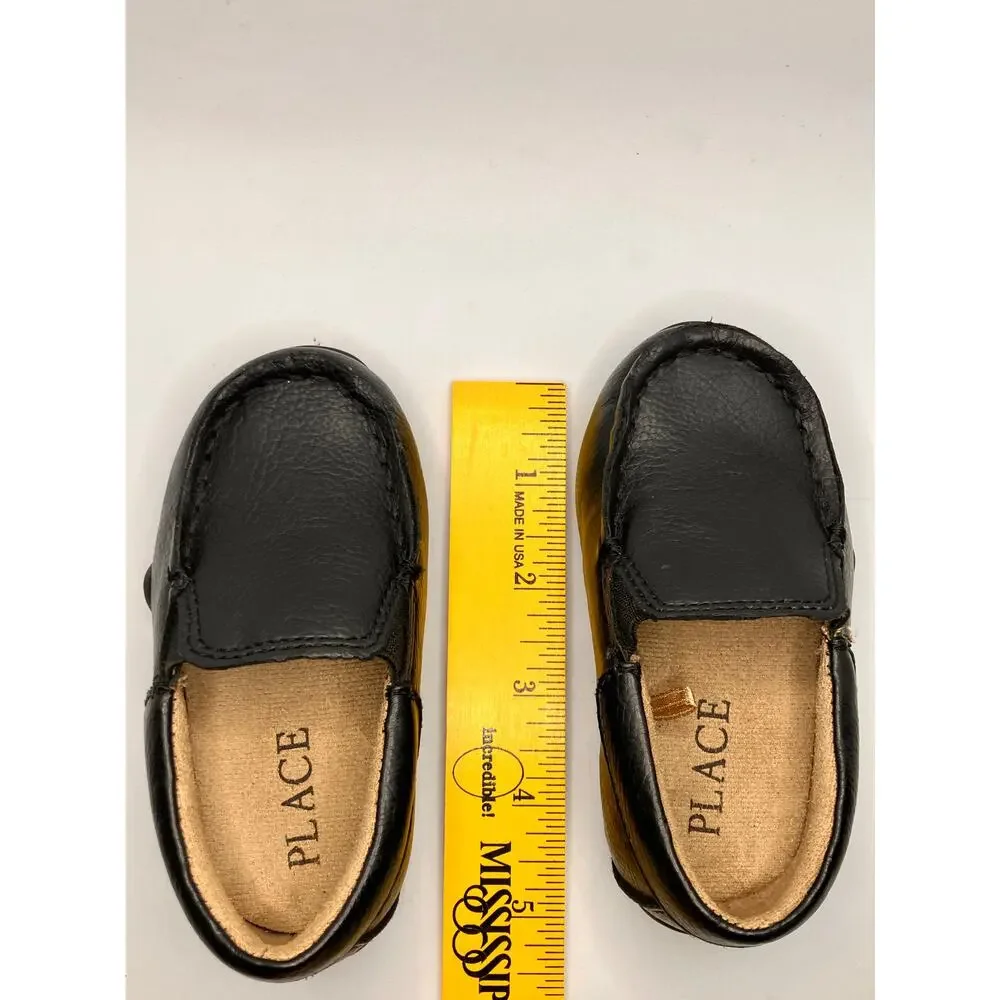 Children's PLACE Sz 4 Boys‎ Black Loafers Slip On Toddler Shoes Church Formal